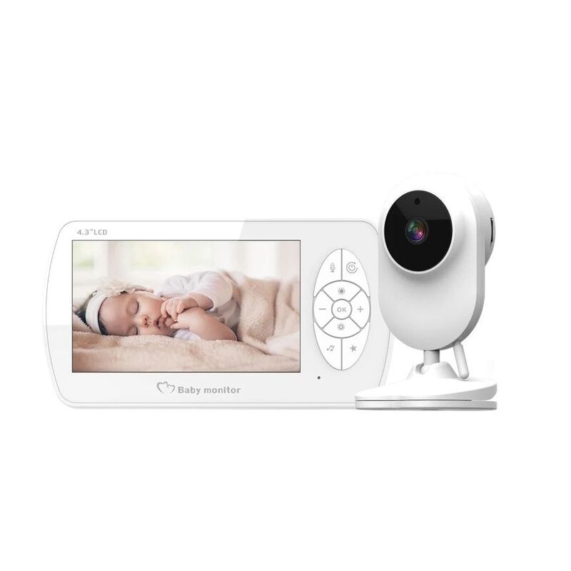 Monitor de bebé con vídeo de 1080P, cámara inalámbrica de seguridad con batería, 4,3 pulgadas, visión nocturna, recordatorio de tiempo de alimentación