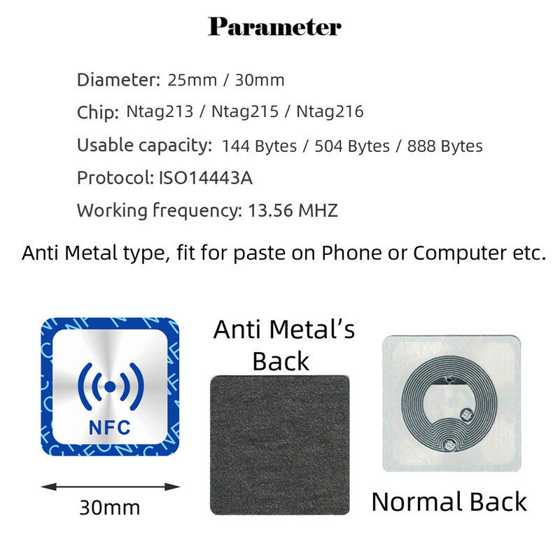 6pcs NFC Ntag213 Ntag215 Ntag216 태그 스티커 배지 Ntag 213 13.56MHz 범용 라벨 RFID 토큰 순찰 초경량