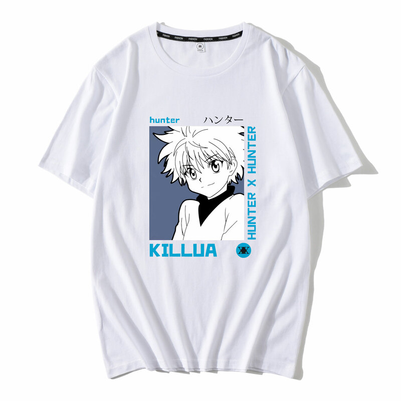 Camiseta Killua Zoldyck para hombres, camiseta preencogimiento, cuello redondo, manga corta, Hunter X, camiseta para cazadores, ropa ajustada