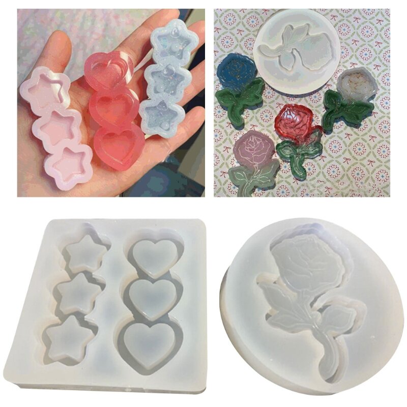 Quicksand Epoxy Resin Molds Star Love Heart Rose Casting Silicone Mould Handmade UV Resin Crafts DIY Jewelry Making Tools