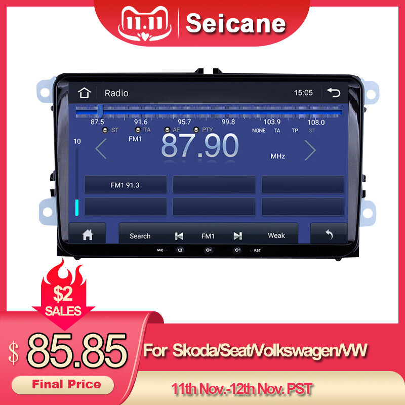 Seican samochodowy odtwarzacz multimedialny 2 din 4-core GPS Android 10.0 API 29 radio samochodowe dla Skoda/Seat/Volkswagen/VW/Passat b7/POLO/GOLF 5 6