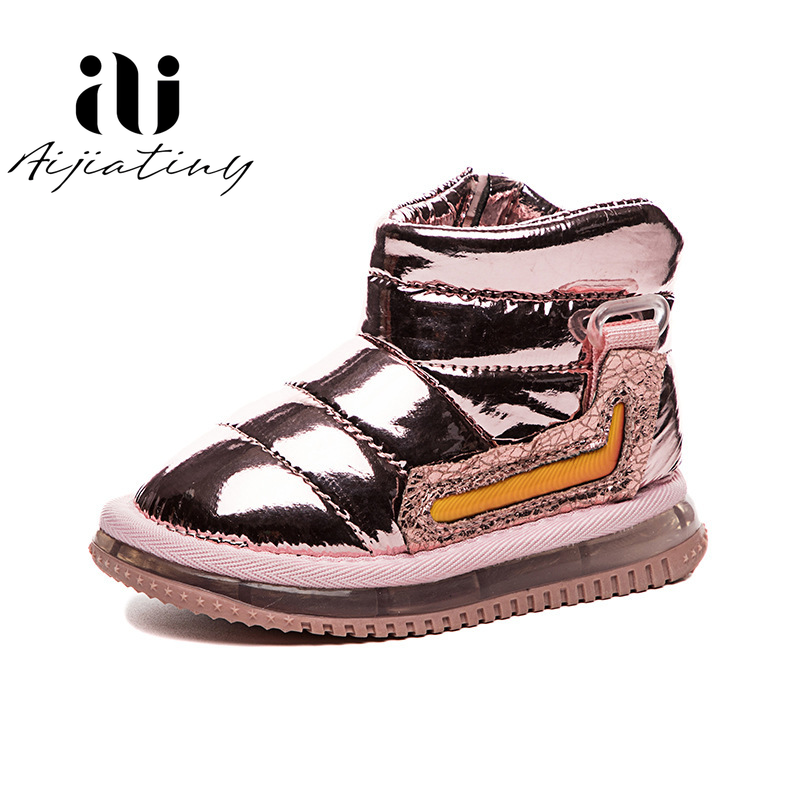 Zapatos de moda para niños, botas de nieve impermeables Unisex, zapatos de felpa, zapatos sólidos y cálidos para niñas, Invierno