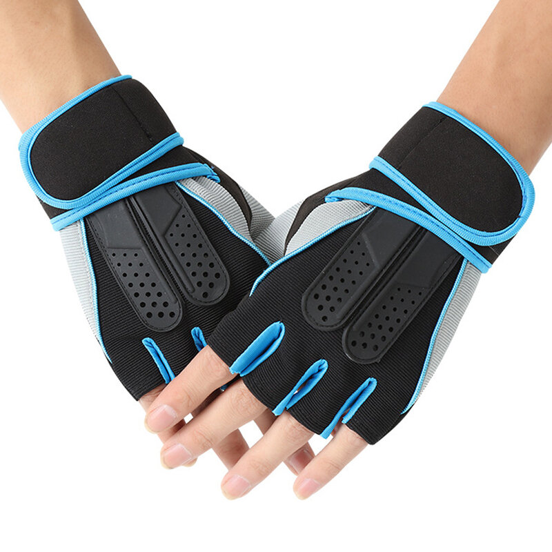 Men Women Half Finger Cycling Gloves Anti Slip Silicone Palm Breathable Bike Gloves Summer Adjustable Wrist Sport Fitness Gloves