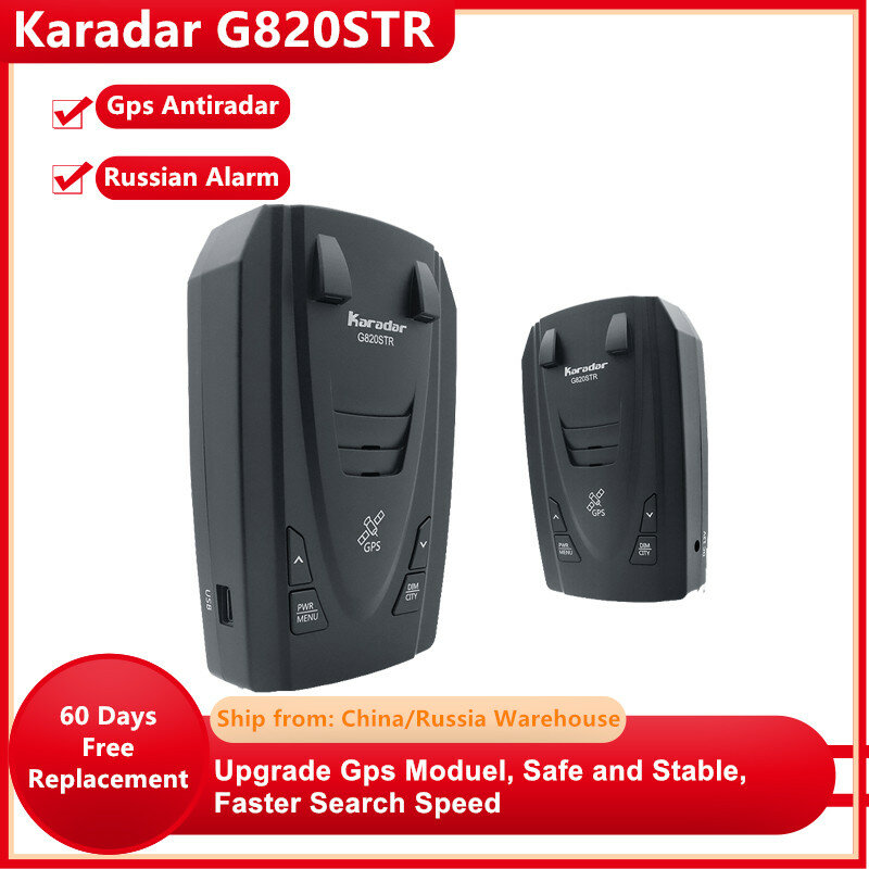 Karadar G820STR Radar Detektor LED 2 In 1 Radar Detector untuk Rusia dengan GPS Mobil Anti Radar Polisi Mobil Kecepatan X Ct K Kamus