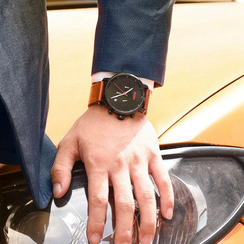 Dom relógios dos homens marca superior de luxo moda cronógrafo masculino relógio à prova dwaterproof água couro esporte militar masculino relógio pulso M-1216BL-1M5