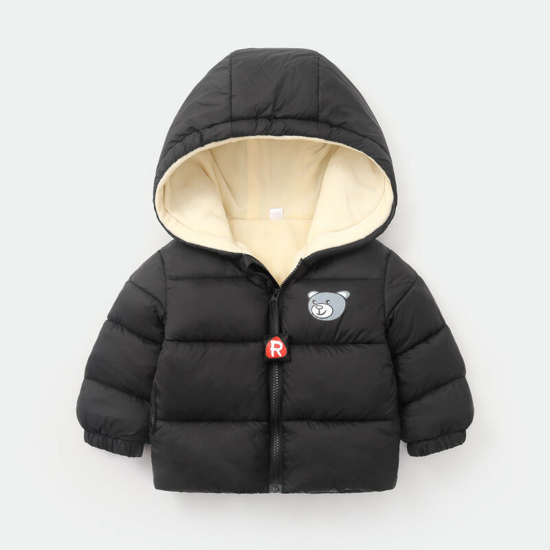 Jaqueta acolchoada infantil com capuz, casaco quente para meninos e meninas roupas de inverno para outono e inverno
