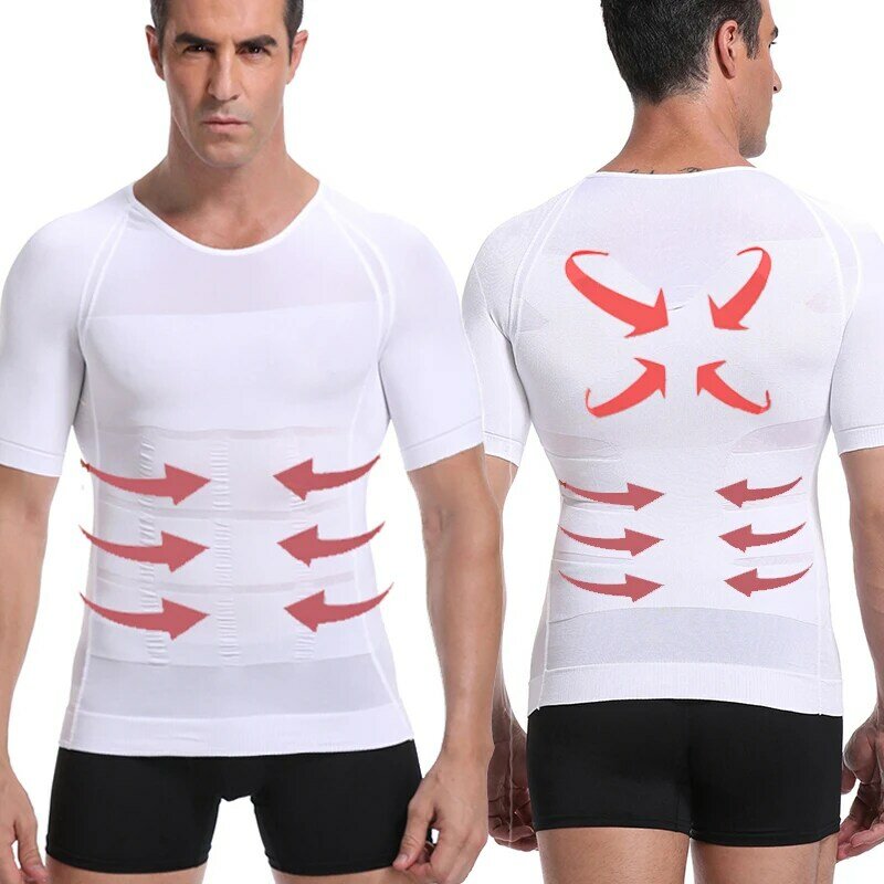 Męski wyszczuplający modelujący kamizelka męski brzuch brzucha dla korektora kompresji kulturystyki klatki piersiowej mięśni brzucha koszula gorset
