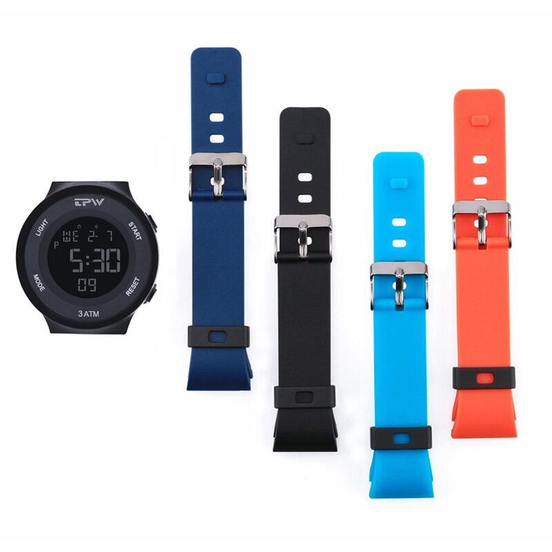Мужские спортивные цифровые часы с заменяемым ремешком, секундомер с будильником Chrono 3ATM водонепроницаемый