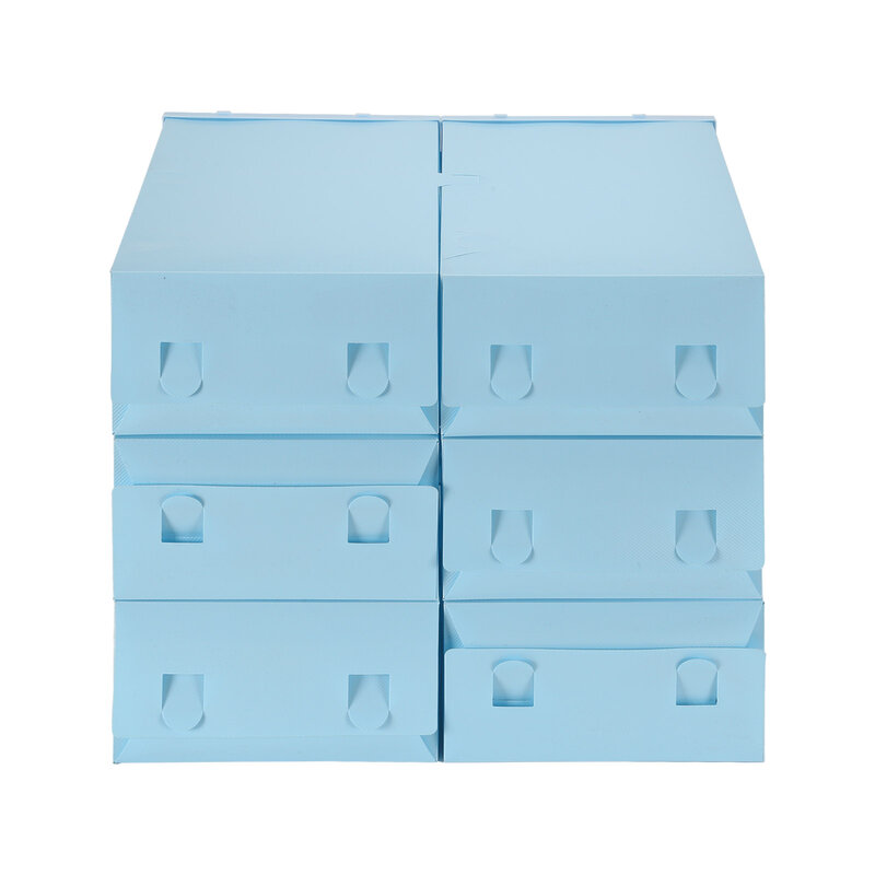 6PCS/Set Shoe Rack Storage Bins Drawers Transparent Plastic Shoe Box Folding Shoe Boxes Space Saving Combination Flip Cover