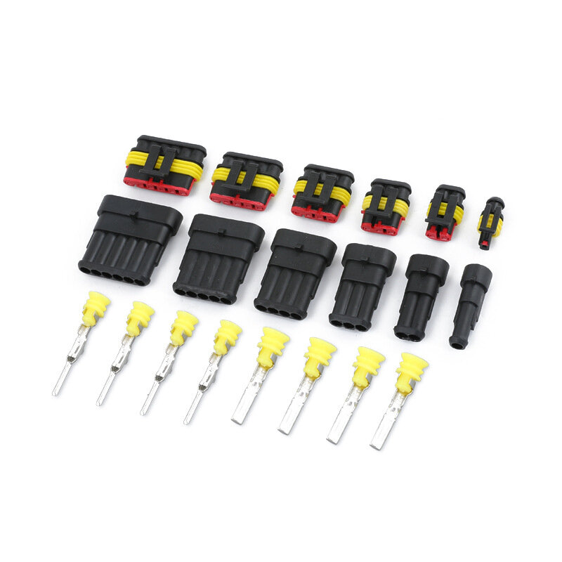 Kit de plug conector de fio elétrico para carro, 5 conjuntos de 2 pinos 1/2/3/4/5/6 way amp super vedação impermeável à prova d' água