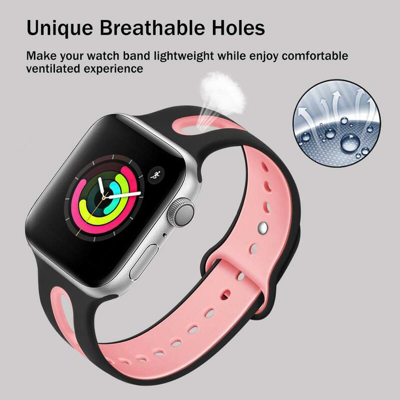 Correa de silicona para Apple Watch, 42mm, 38mm, 44mm, 40mm, Compatible con Apple Watch 5 Series 5/4/3 Sport