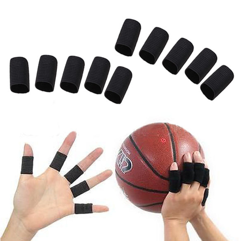10 Buah Pelindung Jari Basket Elastis Lengan Jari Olahraga Arthritis Mendukung Pelindung Jari Luar Ruangan Perlindungan Jari Voli