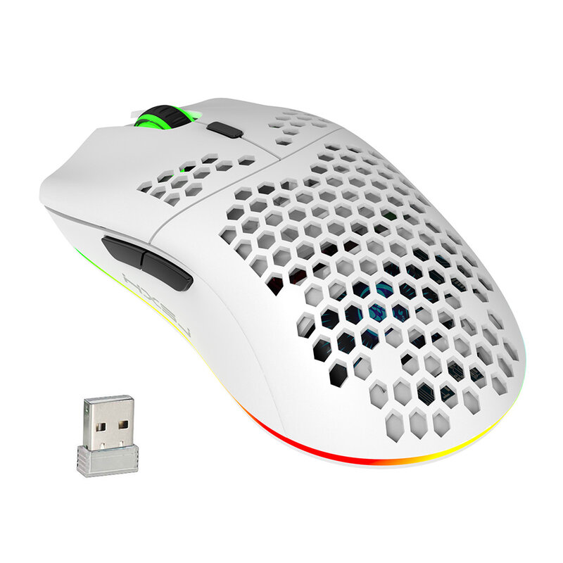 T66 Mouse Gaming Nirkabel Kulit Sarang Lebah Mouse Optik Isi Ulang untuk PC Laptop Komputer Ergonomis Tikus Diam