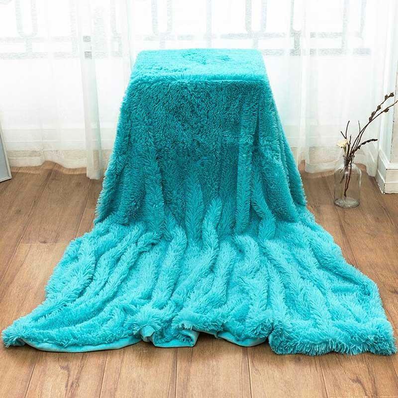 DIMI Bedding Cover Bedsheet Student Home Bedspread Shaggy Fuzzy Fur Winter Warm Blanket Office Fluffy Rest Plaid Sofa Couch