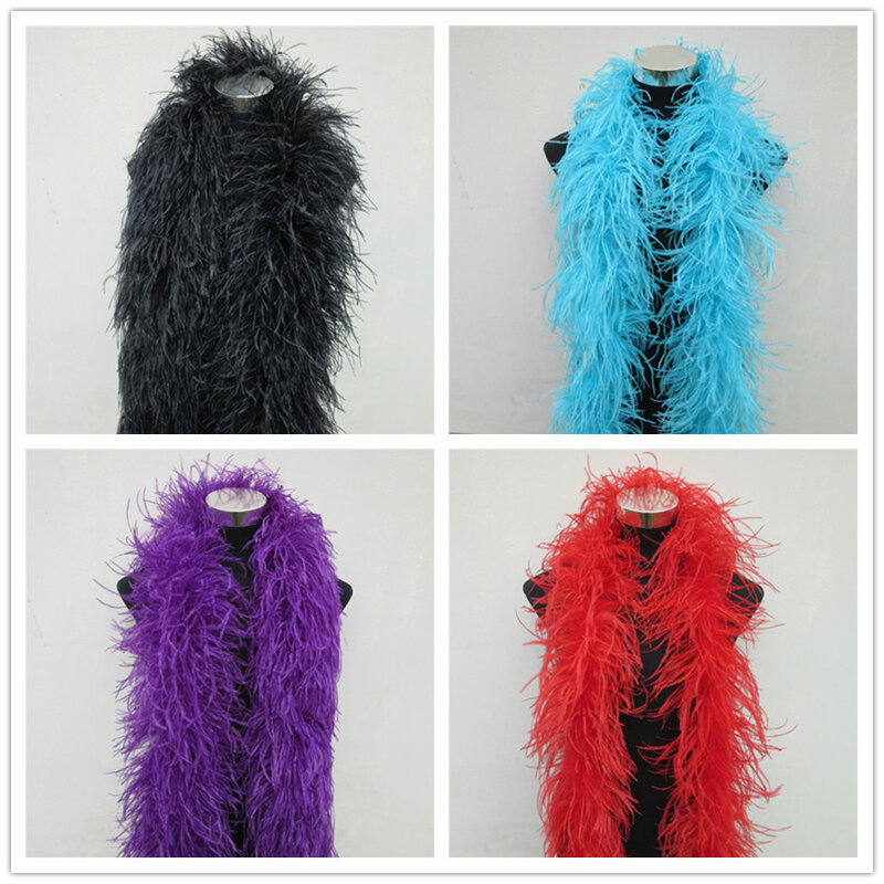 Boa-plumas de avestruz mullidas, traje de calidad de 6 capas, embellecedor para fiesta, disfraz, chal, disponible, 2 metros