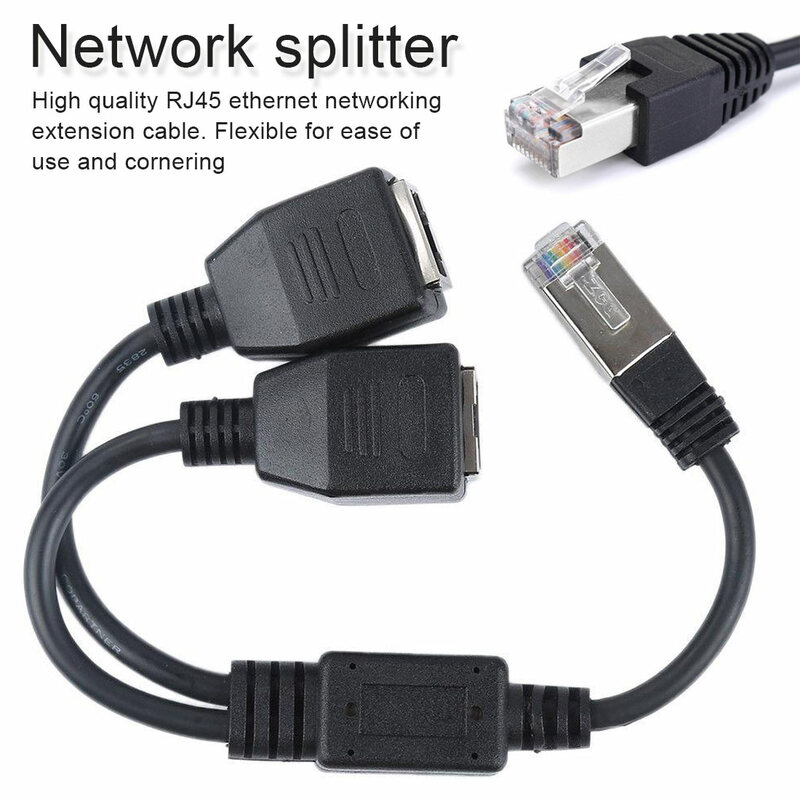 RJ-45 1 Laki-laki 2 Perempuan LAN Y-jenis Jaringan Shunt Stabil Transmisi Ethernet Kabel Adaptor Menghubungkan Kabel Adaptor