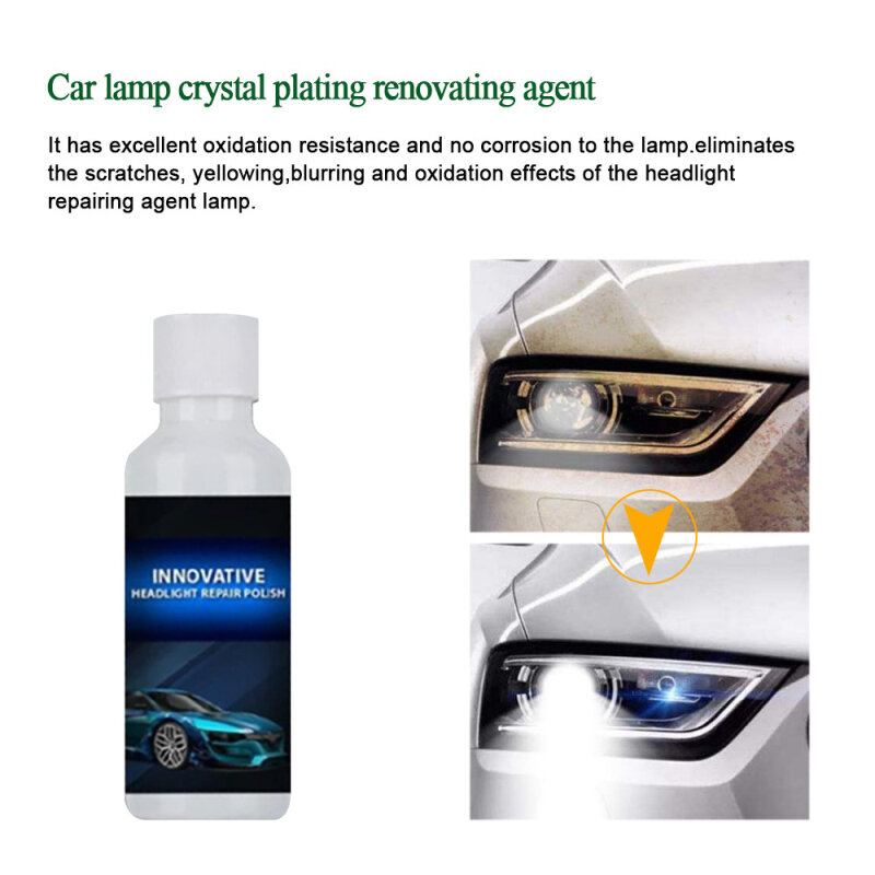 Acessórios do carro de polimento agente farol branco brilhante reparação da lâmpada do farol fluido líquido conjunto renovação agente