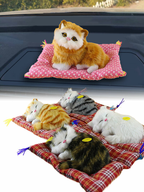 Muñeca Animal para simulación de gato durmiente, juguete con sonido para niños, regalo de cumpleaños, decoraciones