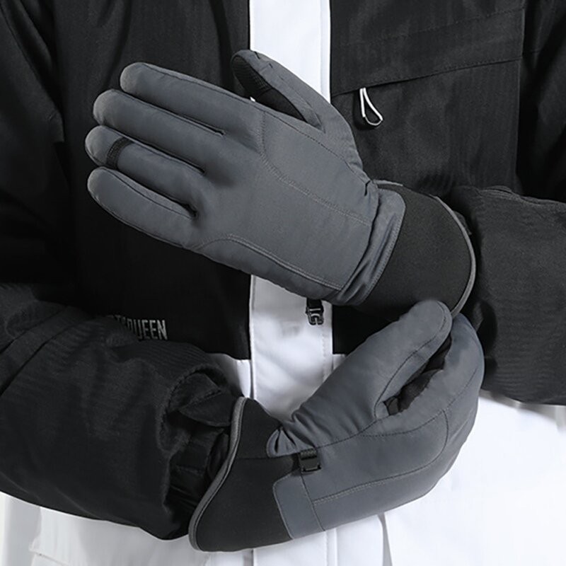 Новые мужские теплые и бархатные лыжные перчатки для занятий спортом на открытом воздухе с сенсорным экраном и нескользящей пряжкой для хр...
