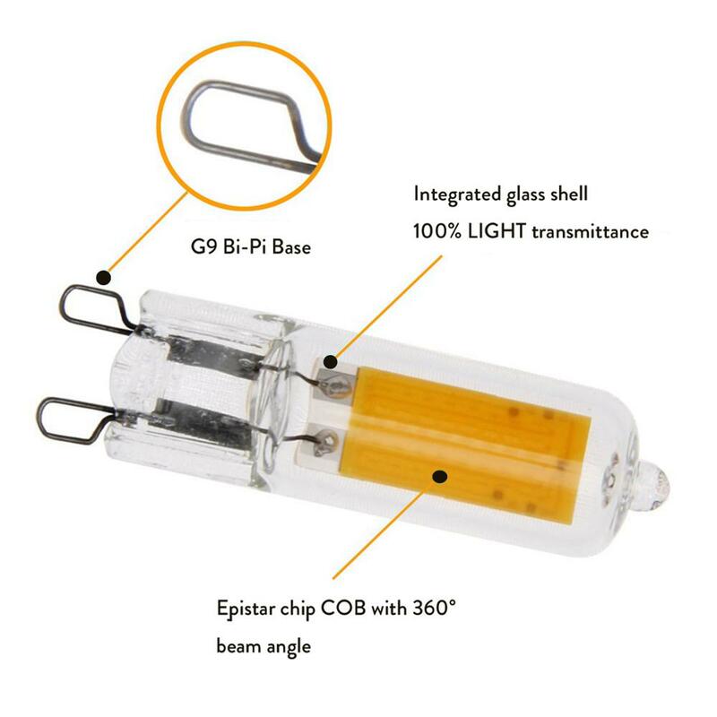 Mini lâmpada cob led dimerizável 110v-240v g9 r7s 78mm 118mm, vidro tipo j + cerâmica, substituição de lâmpadas de halogênio 3w 5w 6w 12w 20w
