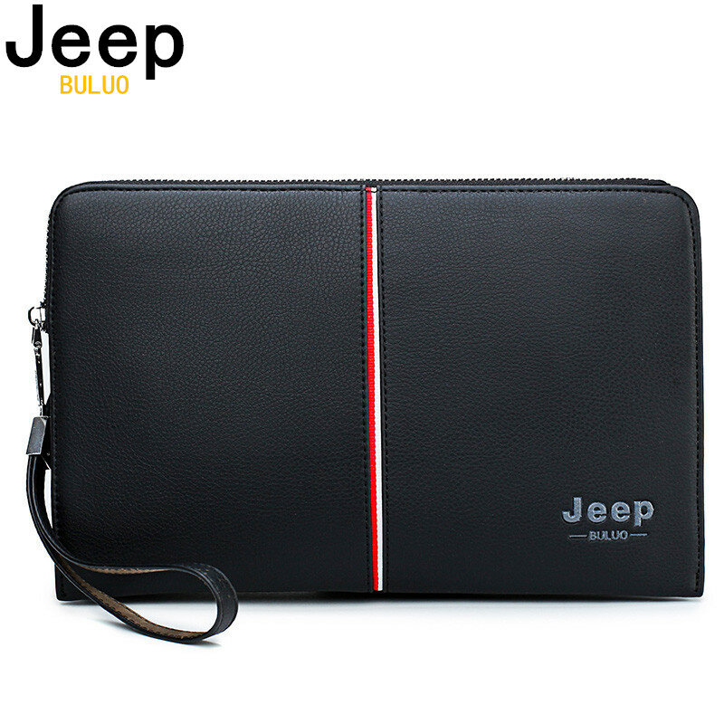 Jeep buluo marca de luxo masculino bolsa embraiagens sacos para o telefone alta qualidade spilt couro carteira grande capacidade saco masculino