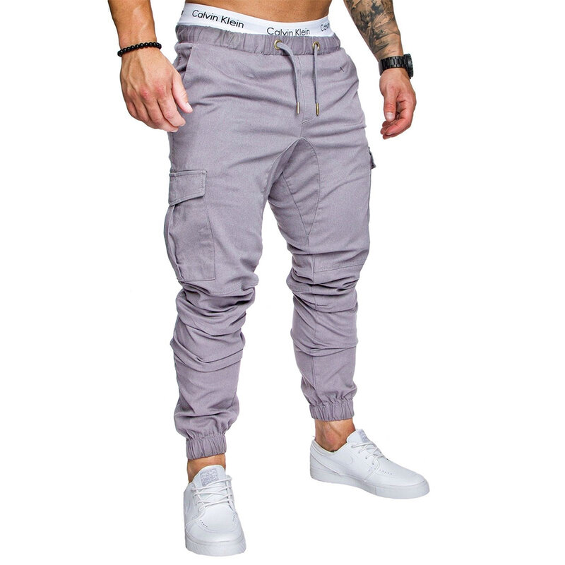 ผู้ชายกางเกง Hip Hop Harem Joggers กางเกง2021กางเกงชาย Joggers Solid Multi-Pocket กางเกง Sweatpants M-4XL