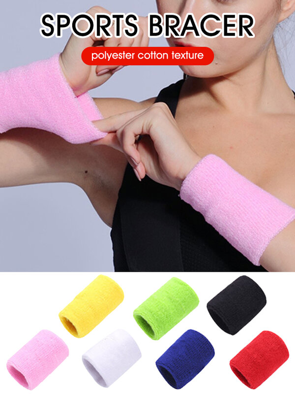 2 pçs sweatband esportes pulseiras para adault algodão suor wicking respirável envoltórios de pulso mão bandas de apoio para exercício de fitness