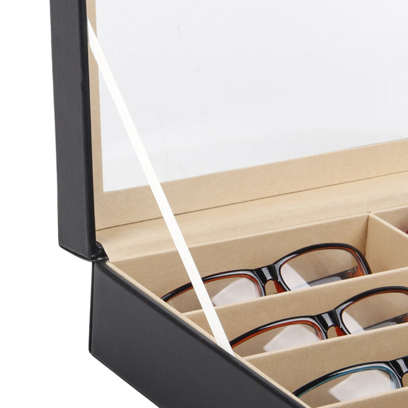 1pc 2020 nova moda de couro do falso 8-grid óculos de olho caso óculos de sol caixa de armazenamento de exibição titular organizador óculos de sol caixa