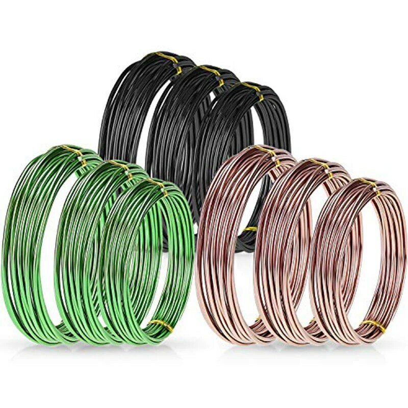 9 Rolls Bonsai Wires Anodized Aluminum Bonsai Training Wire with 3 Sizes (1.0 Mm,1.5 Mm,2.0 Mm),Total 147 Feet