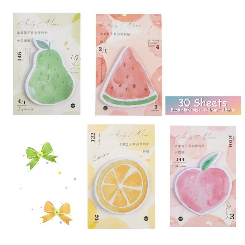 30 Sheets/pad Fruits Basket Sticker Bookmark Memo Pad Sticky Note Bookmark School Office Supply