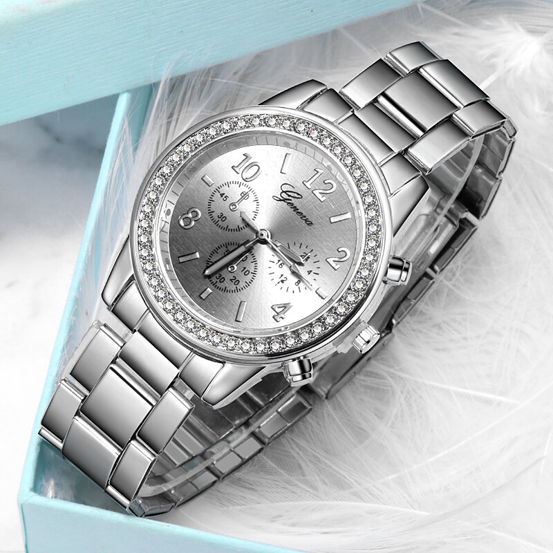Geneva-Reloj clásico de lujo con diamantes de imitación para Mujer, nuevo accesorio de moda, relojes femeninos