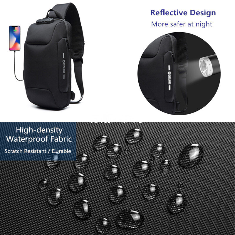 Multifunction Crossbody Bag for Men Anti-theft Shoulder Messenger Bags Male Waterproof Short Trip Chest Bag Pack Hot