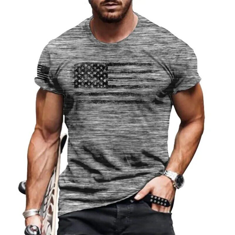 Fashion summer 3D printing men's T-shirt o-neck short sleeve breathable loose large men's t-shirt men's clothing