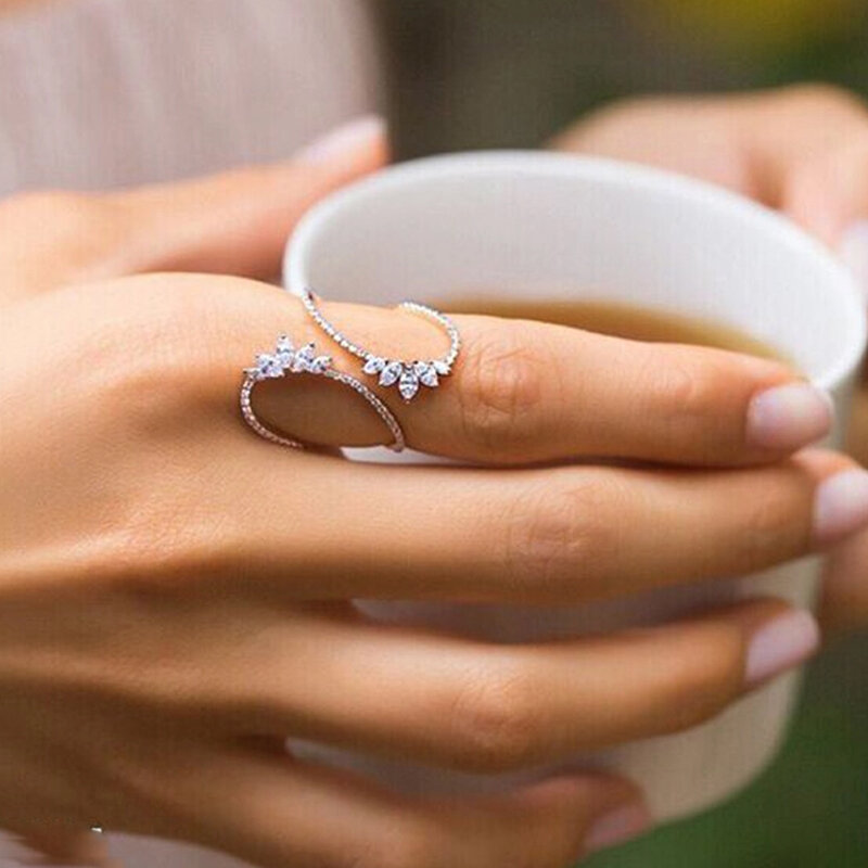 Nowa moda maroko projekt CZ cyrkonu kryształowe otwarte pierścienie dla kobiet Kunckle obrączka biżuteria Bijoux prezenty urodzinowe CRP2015