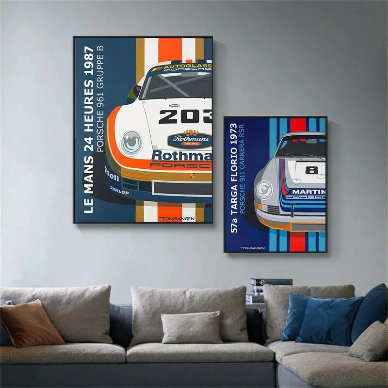 24H Le Mans 917 Kh Gulf 911 Carrera Rsr 961 Racewagen Poster Print Canvas Schilderij Home Decor Muur foto Voor Woonkamer