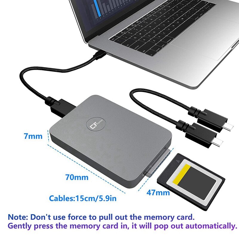 Adaptador de cartão de memória portátil de alumínio cfexpress do leitor de cartão do leitor de cfexpress usb 3.1 gen 2 10gbps cfexpress tipo b com otg