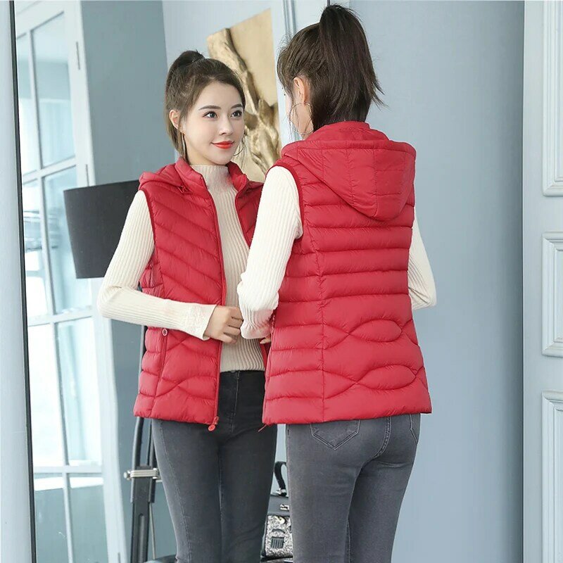 пуховик женский Solid Short Style Vest for Women Cotton Padded Plus Size Women's Winter Sleeveless Jacket with Zipper Stand