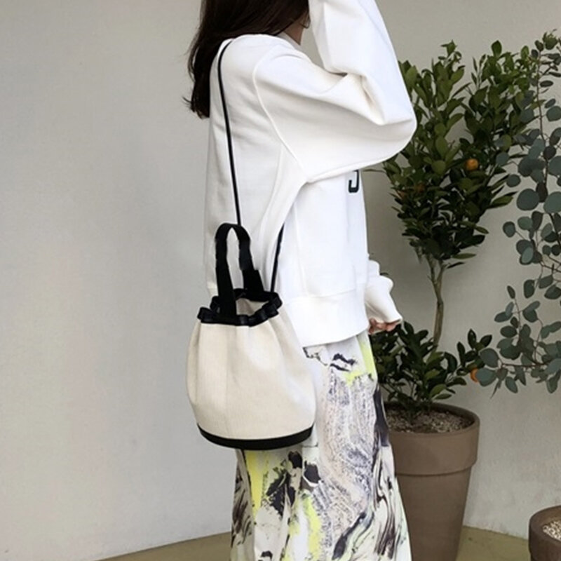 Borse a tracolla in tela con secchiello del progettista di marca per le donne String coreano Patchwork borse da donna borsa a tracolla femminile da Weekend