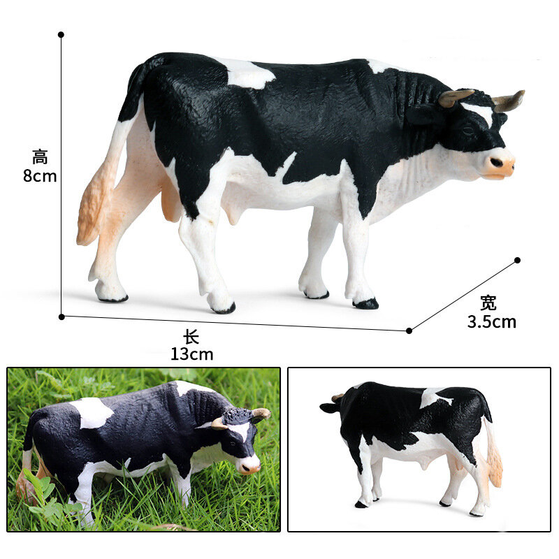 Juguete de simulación de granja para niños, modelo realista de vaca movible de PVC, juguete cognitivo de colección, regalo