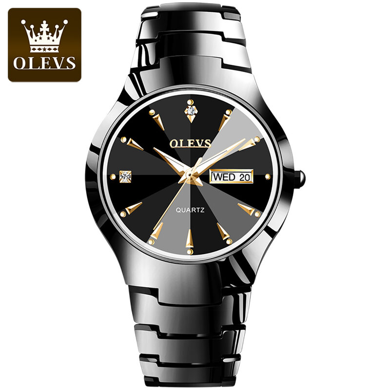 Часы наручные OLEVS Мужские кварцевые, роскошные Брендовые спортивные водонепроницаемые полностью стальной браслет, с датой