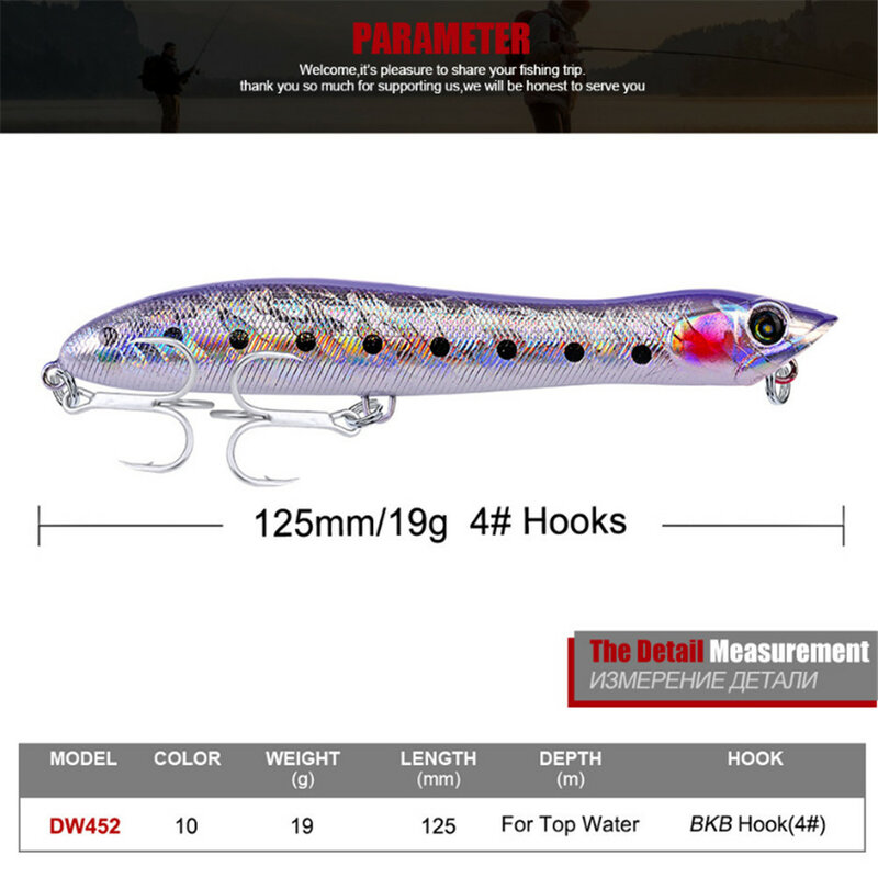 Lubit – leurre de pêche dur PATCHINKO 2020 WTD popper et pencil, wobbler à tête de serpent, 85mm/125mm 6/19g, stickbait, 125