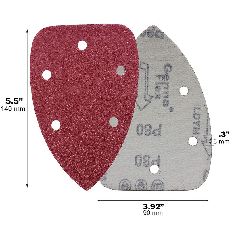 Papel de lija autoadhesivo triangular, 5 agujeros, disco de lija Delta, herramientas abrasivas para pulido de arena 40-2000, 10 piezas