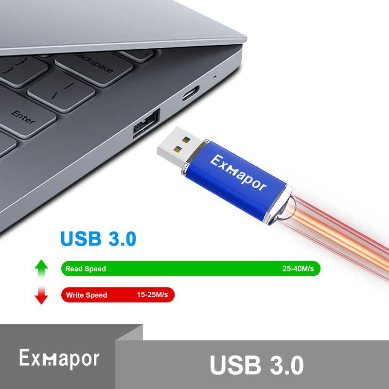 Unidad Flash USB 3,0 para PC, Mac y portátil, Pen Drive de memoria USB de almacenamiento de datos, 32 GB, Exmapor, 3,0