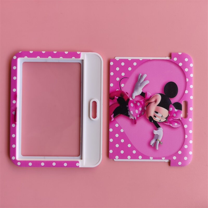 Llavero Horizontal de Mickey Mouse para mujer, cadena de llaves, cubierta de tarjeta de identificación, soporte de insignia para teléfono móvil, accesorios para llavero