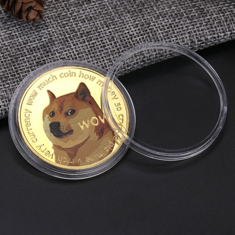 Dogecoin Koleksi Koin Peringatan Wow Pola Anjing Souvenir Dekorasi Rumah Kerajinan Ornamen Desktop