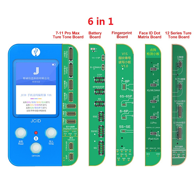 Jc V1SE Programmierer Reparatur Werkzeuge Wahre Ton Gesicht ID Fingerprint Batterie 7 In 1 Handy Code Programmierer Für iPhone 7 11 12