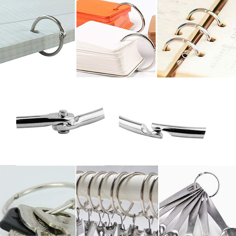 Metalen Ringband 50/100Pcs Nietje Boek Bindmiddel Albums Losbladige Boek Hoops Sleutelhanger Office Bindtoebehoren gift Perforator