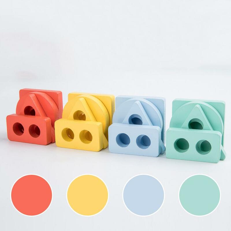 4 in 1 wooden toys geometric shapes puzzle early learning shape color cognition educational toys for children