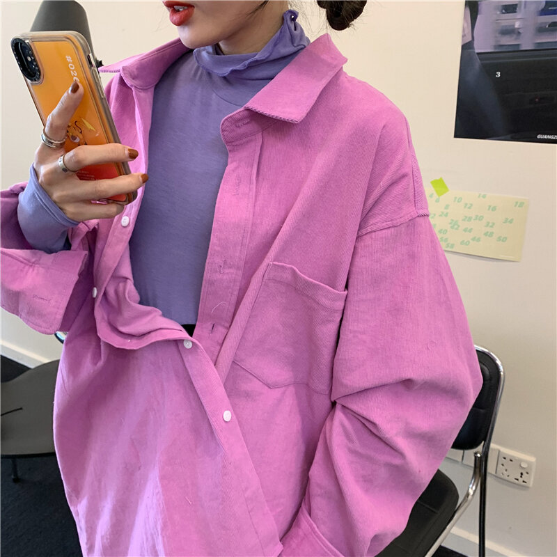 Женская винтажная Вельветовая блузка большого размера с рукавом «летучая мышь», повседневные топы розового цвета, T04518F, осень
