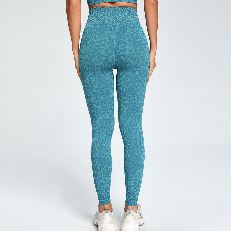 Cintura alta das mulheres calças de yoga apertadas sem costura padrão de leopardo camuflagem de malha calças esportivas push up hip fitness leggings